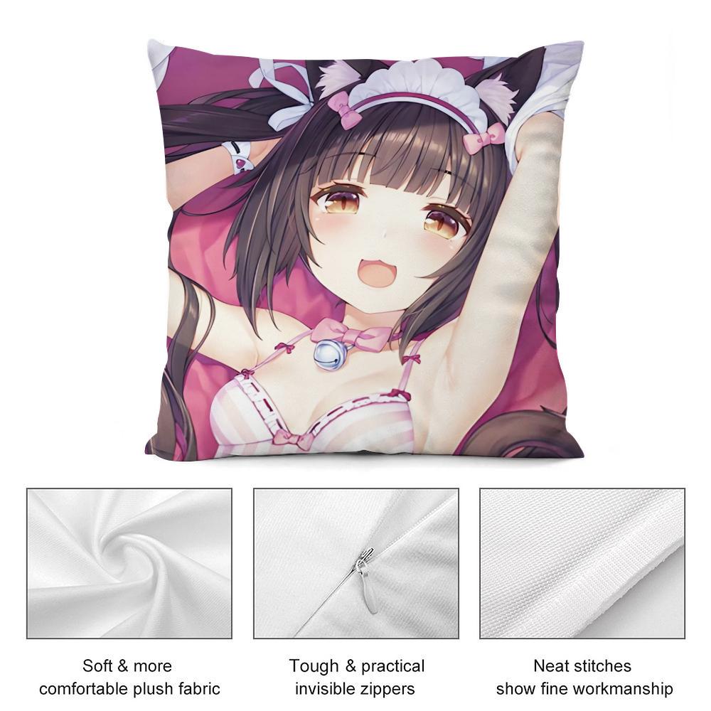 Chocola Nekopara Anime Pillow Case Double Sided Comfort Pillow Cover Fit Car Sofa Bedroom & Other Scenes