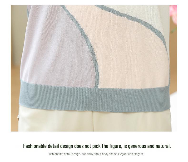 Women's Summer Knit Short-Sleeve Base Layer T-Shirt for Young Mothers & Middle-Aged Women