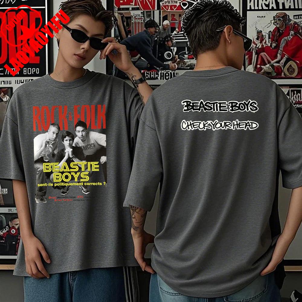 Beastie Boys T-Shirt Check Your Head T-Shirt Amerikanische Hip-Hop-Gruppe Schlichtes Modedesign Kurzarm-T-Shirt