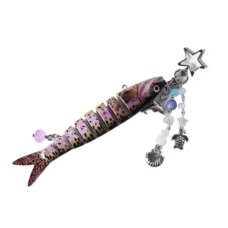 Multicolor Beadwork Fish Key Holder Swimbait Mobile Phone Lanyard Handmade Keyring Decoration Bag Accessory for Women