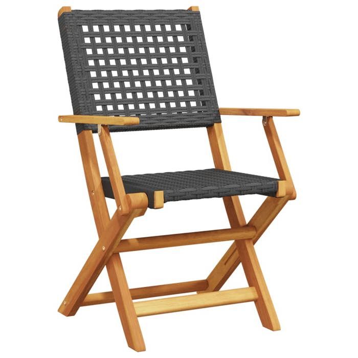 VidaXL Ensemble de bistro 3 pcs noir résine tressée et bois massif, ensemble de bistro de jardin, ensemble de balcon, 3281850