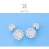 Fashion Korean Style Double Sized Rhinestone Ball 925 Pin Stud Earrings