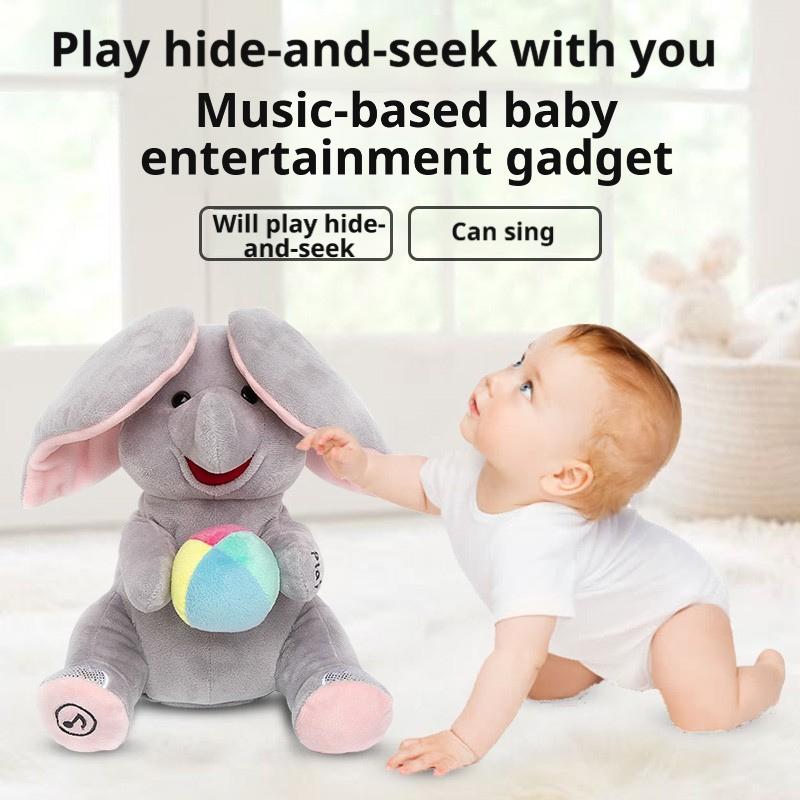 Hide-And-Seek Elephant Plush Toy Flapping Ears With Cheerful Songs Elephant Soft Soothing Babies Toys Christmas Gift