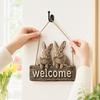 Easter Bunny Welcome Door Sign, Welcome Sign for Front Door, Cute Wooden Rabbit Hanging Plaque, Farmhouse Front Porch Sign for Spring Shop Home