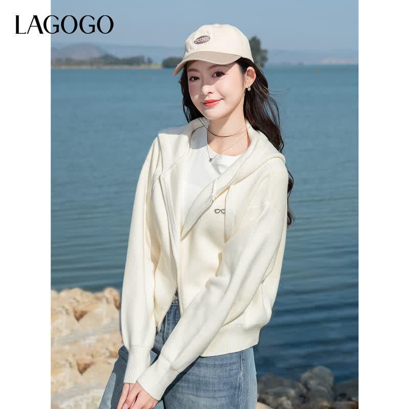 LAGOGO Women's Hooded Knitted Cardigan