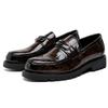 Men's Shoes Autumn and Winter Leather Shoes Men's Glossy Loafers Large Size Business Wedding Groom Shoes