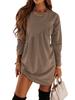 Autumn/Winter Women's Solid Color Long Sleeve Irregular Neck T-shirt Dress