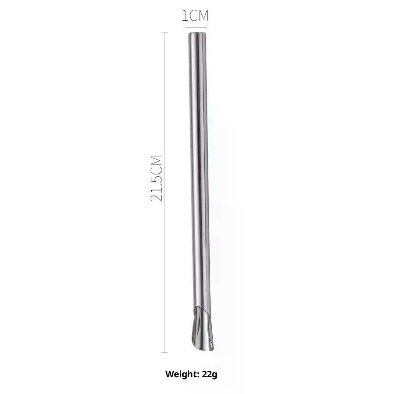 Reusable 304 Stainless Steel Straw Pearl Milkshake Bubble Tea Straw Stirring Smoothie Spoon Shaped Straw