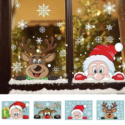 Waterproof Christmas Decoration Cute Eco-friendly White Snowflake Christmas PVC Glass Sticker Christmas Window Decal AVE