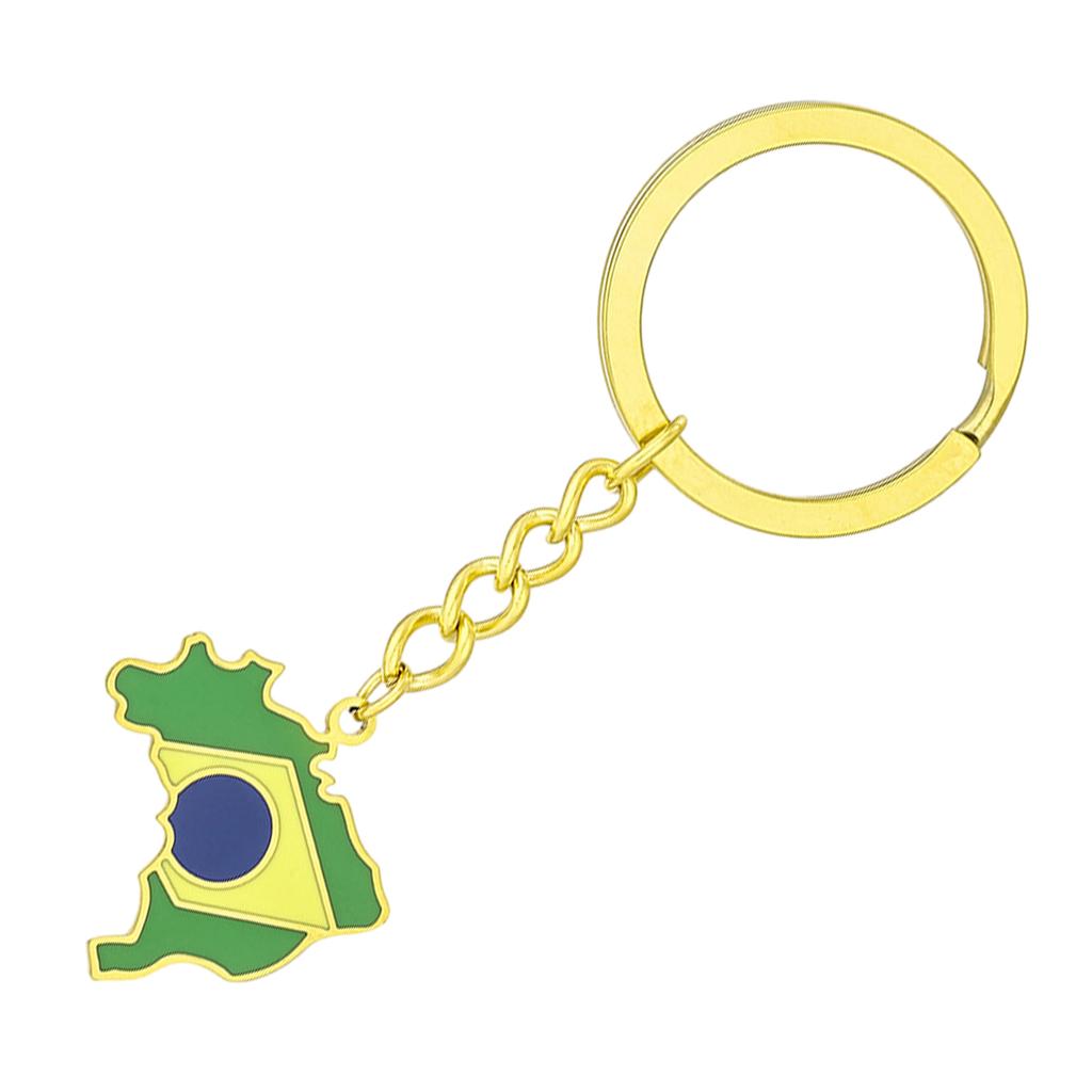 Exquisite Brazilian Flag Keyring Long Lasting Brazil Map Keychain Non Fading Titanium Steel Key Holder for Travelers