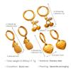 Temperament Sweet Inlay Zircon Gold Color Cherry Strawberry Pineapple Pendant Hoop Earrings for Women Stainless Steel Jewelry