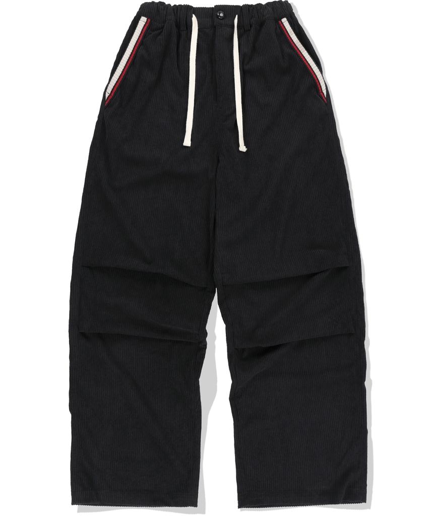 NOT4NERD Striped Rib Parachute Corduroy Pants - Black