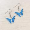 New Fashion Temperament Blue Drop Glaze Butterfly Heart Shape Stainless Steel Dangle Earrings for Women Jewelry Accessory Gifts