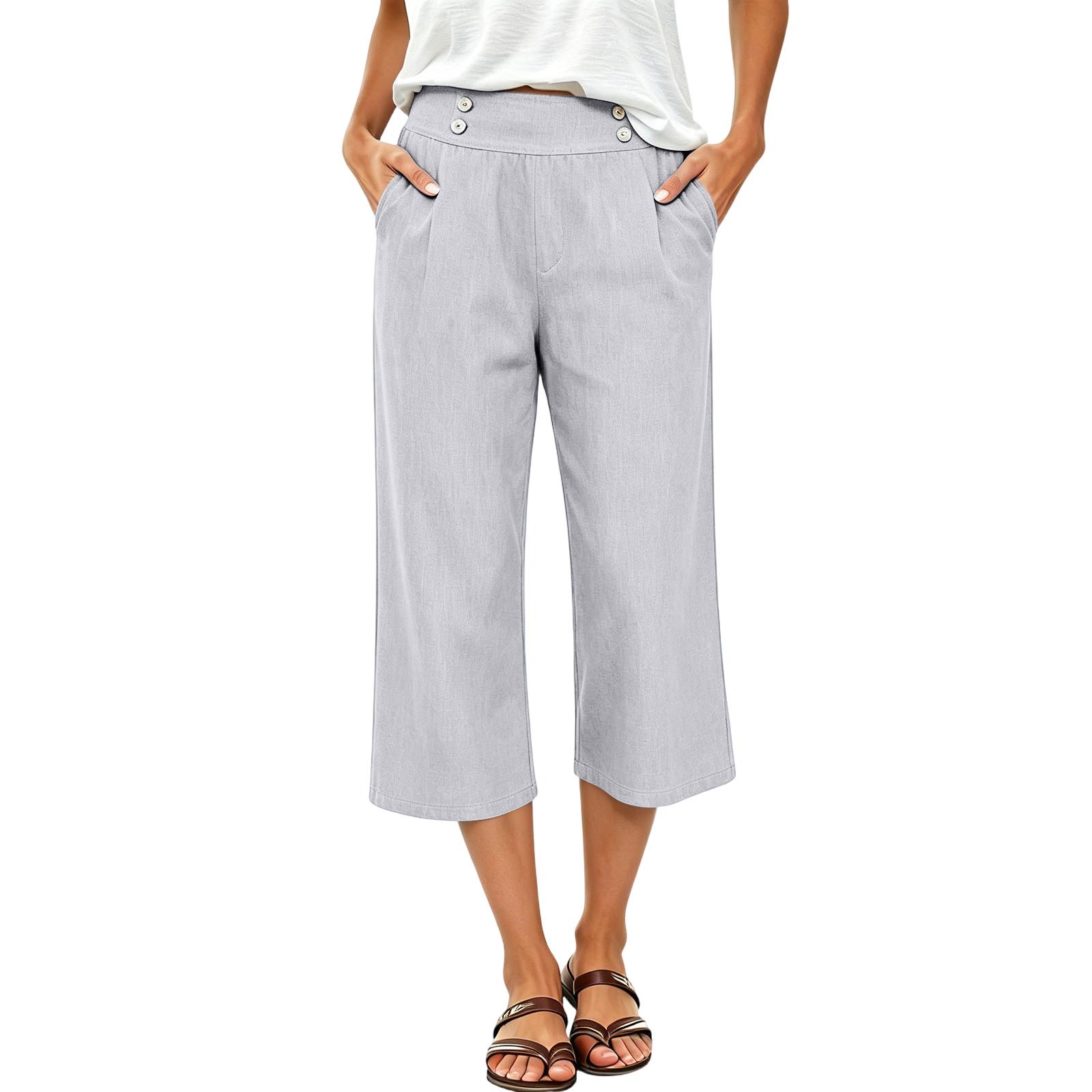

Women s Loose-Fit -Color Straight-Leg Elastic-Waist 7/8-Length Beach Shorts XL білий