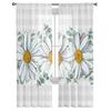Summer White Daisy Watercolor Grid Sheer Curtains for Living Room Bedroom Kids Room Tulle Window Treatment Drapes