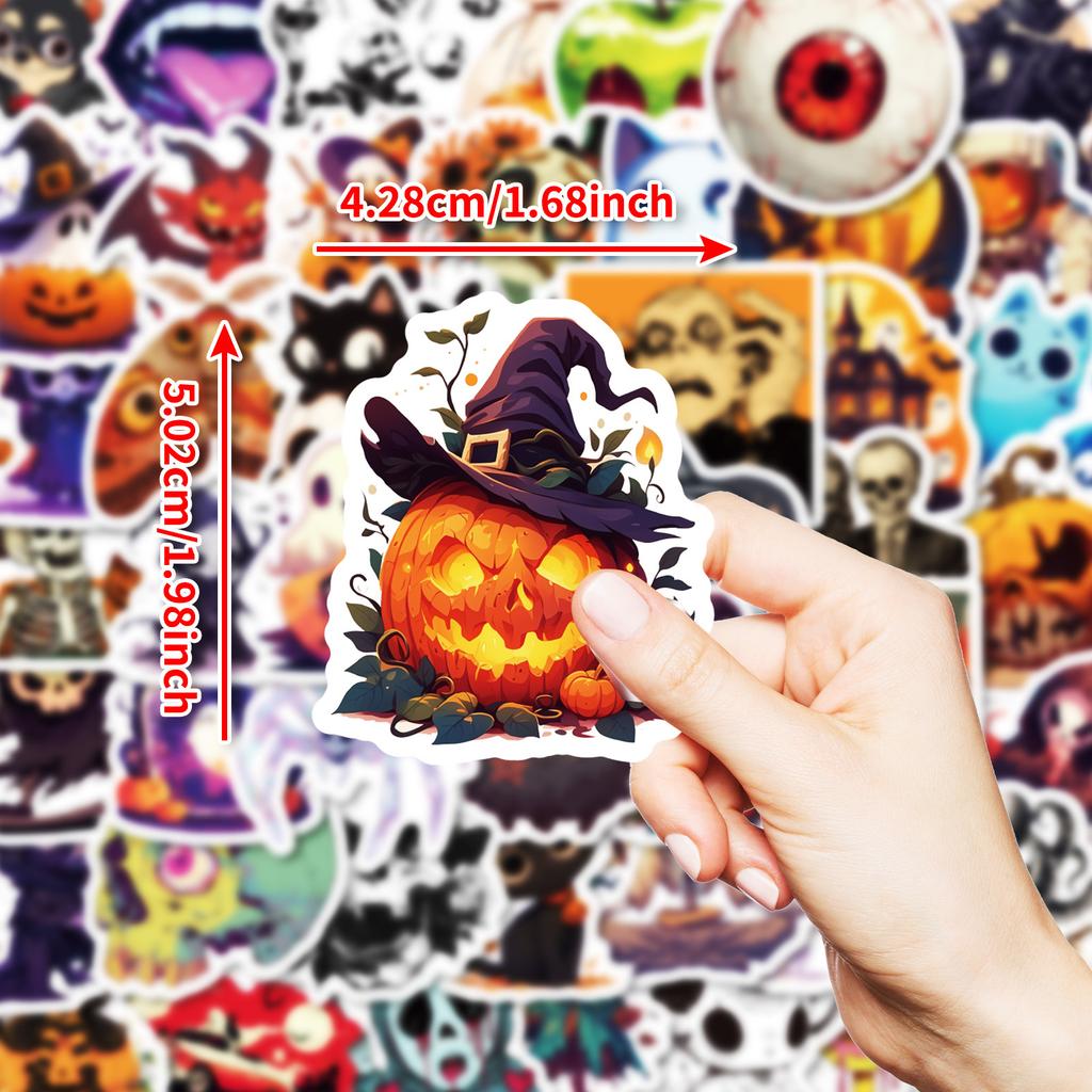50Pcs Halloween Stickers - Spooky Cute Cartoon Decals for Phone, Laptop, Luggage, Party DIY (4.3x5cm)