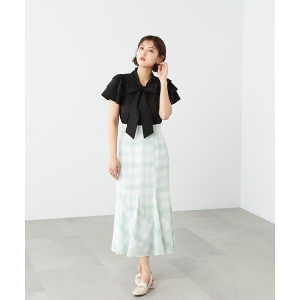 Jill by Jill Stuart Ombre Check Mermaid Long Skirt