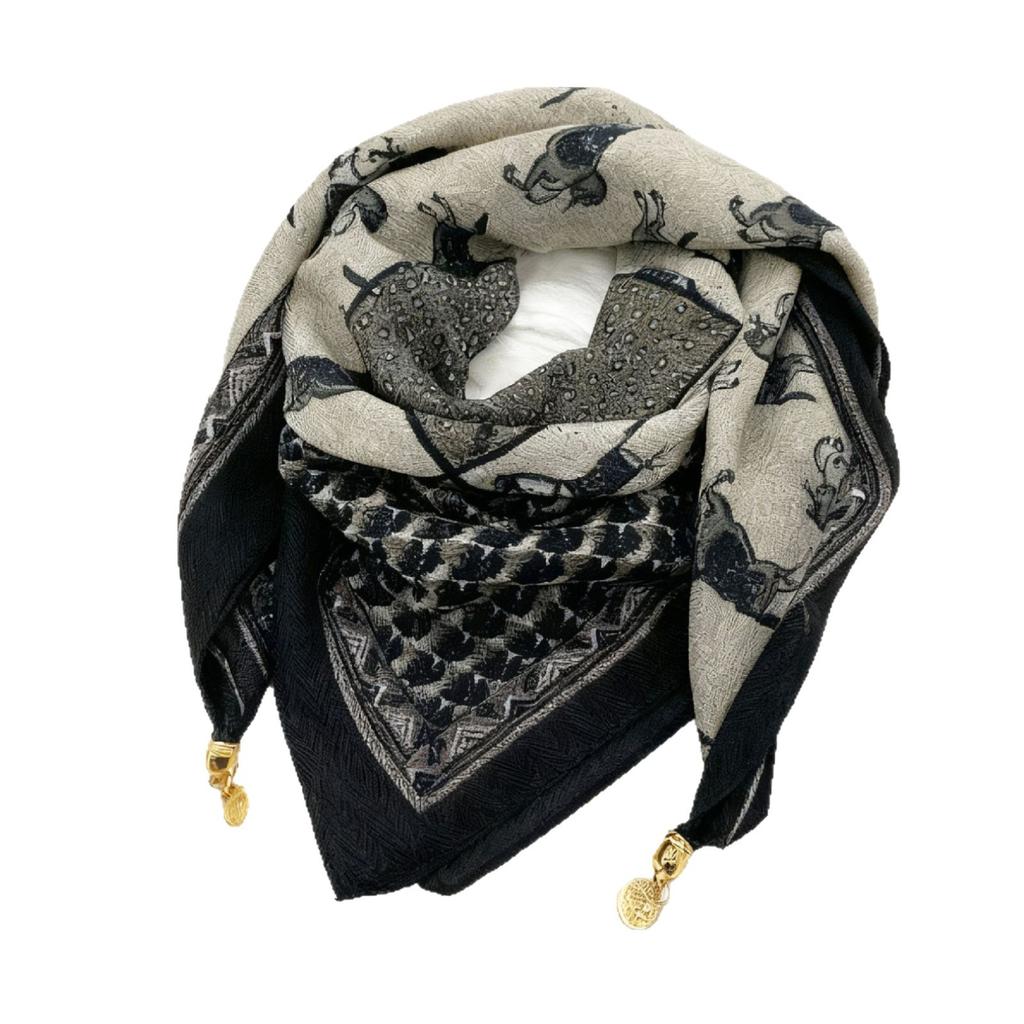 Magnetic buckle silk scarf women's square scarf autumn and winter new lazy pendant double-sided scarf scarf fashionable versatile foreign style neck p
