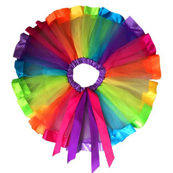Toddler Kid Girl Petticoat Rainbow Pettiskirt Bowknot Skirt Tutu Skirt Dancewear