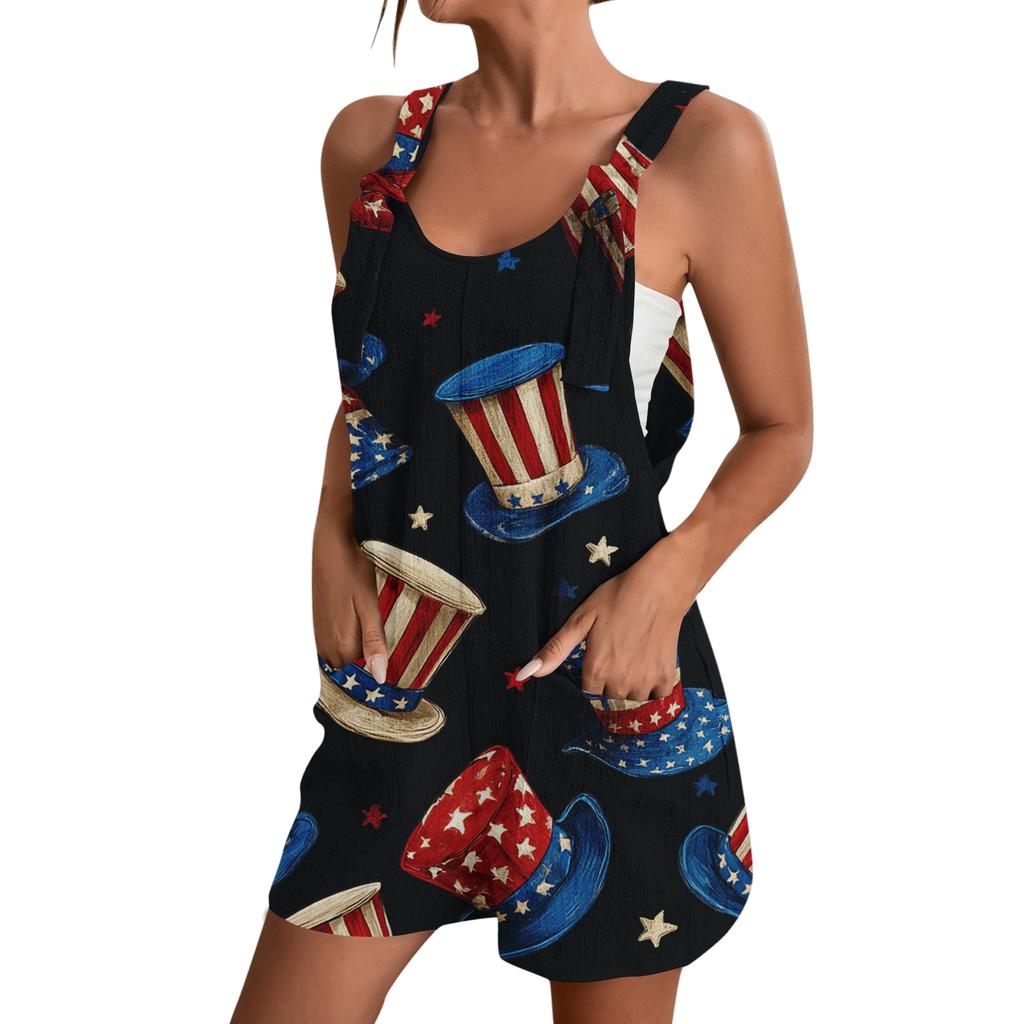 Rompers For Women Summer Casual Sleeveless Overall Comfy Loose Spaghetti Strap Romper Fashion Jumpsuit With Pockets