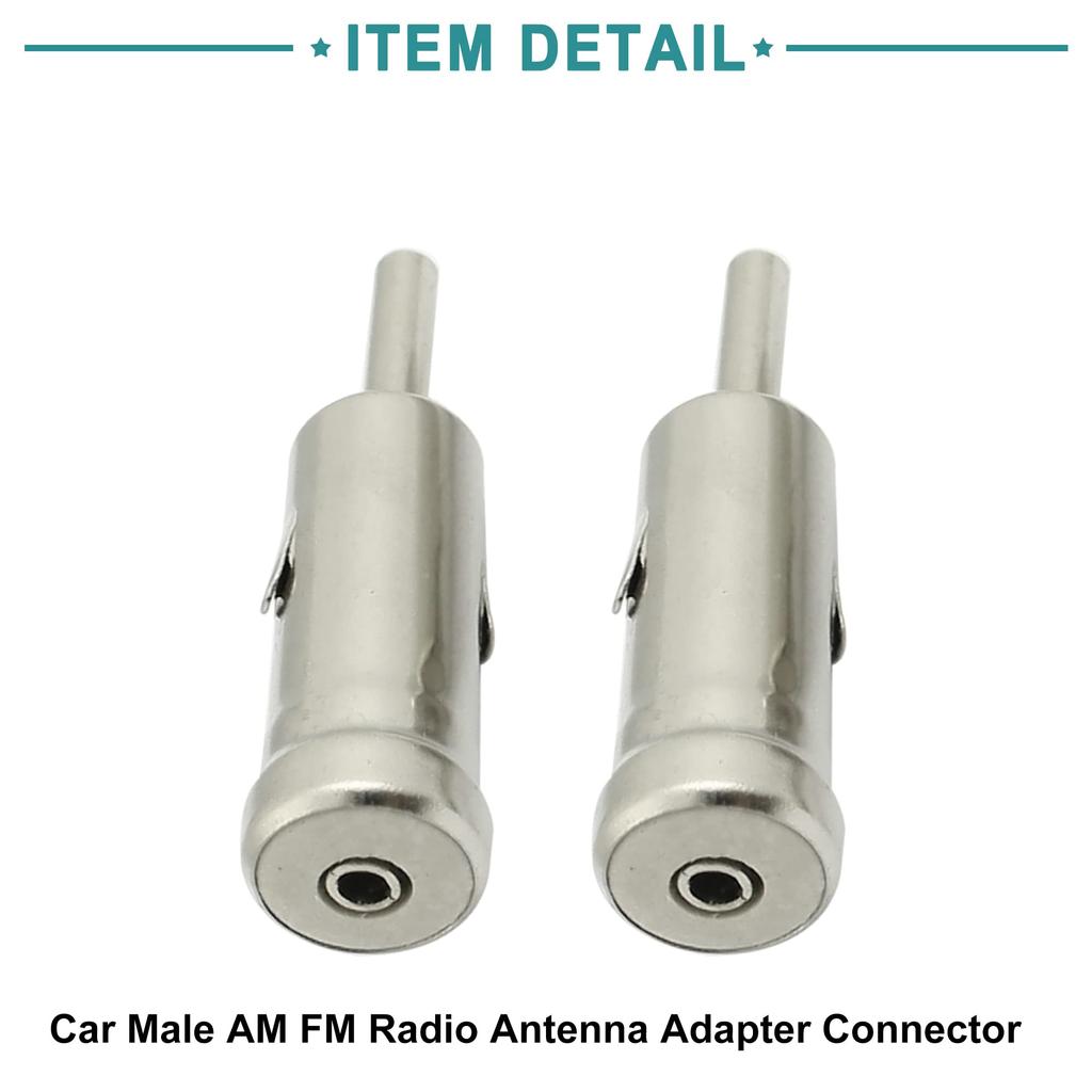 ACROPIX Car Male AM FM Radio Antenna Adapter Connector Silver Tone 2pcs
