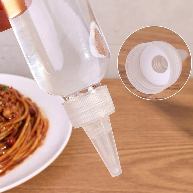 5Pcs Transparent Condiment Squeeze Bottles Jam Bottles Non-Drip Oil Liquid Dispenser Bbq Sauces Oil Container Cooking Gadget