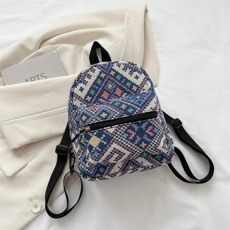 Stylish Vintage Ethnic Casual Backpack For Women With Soft Canvas Material And Trendy Design