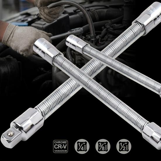 1/3Pcs Flexible Shaft Extension Bar 3/8" 1/4" 1/2" Drive Bendable Socket Wrench Extender