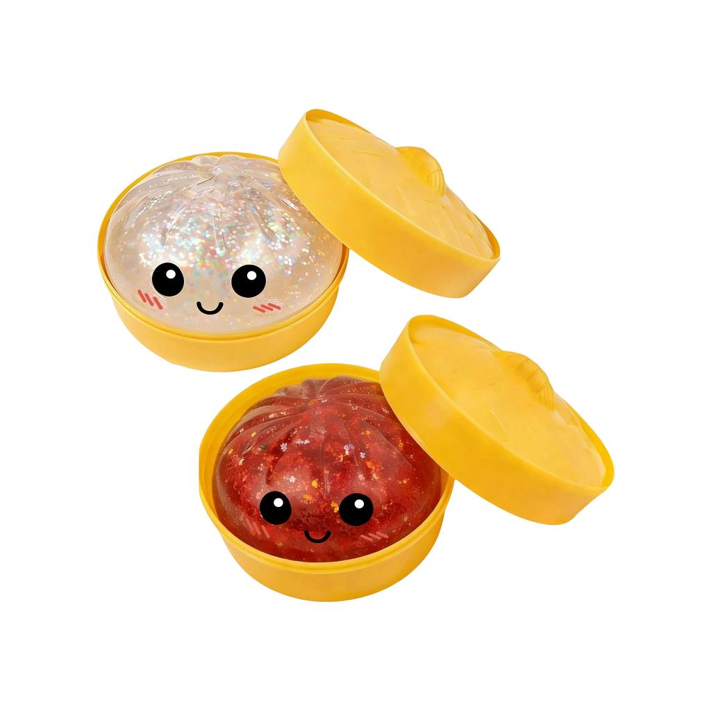 Simulation Essen Knödel Squishy Knetball Buntes Sensorisches Fidget Spielzeug mit Dampfgarer zur Stressbewältigung Heim-Schreibtisch-Dekoration Geschenk