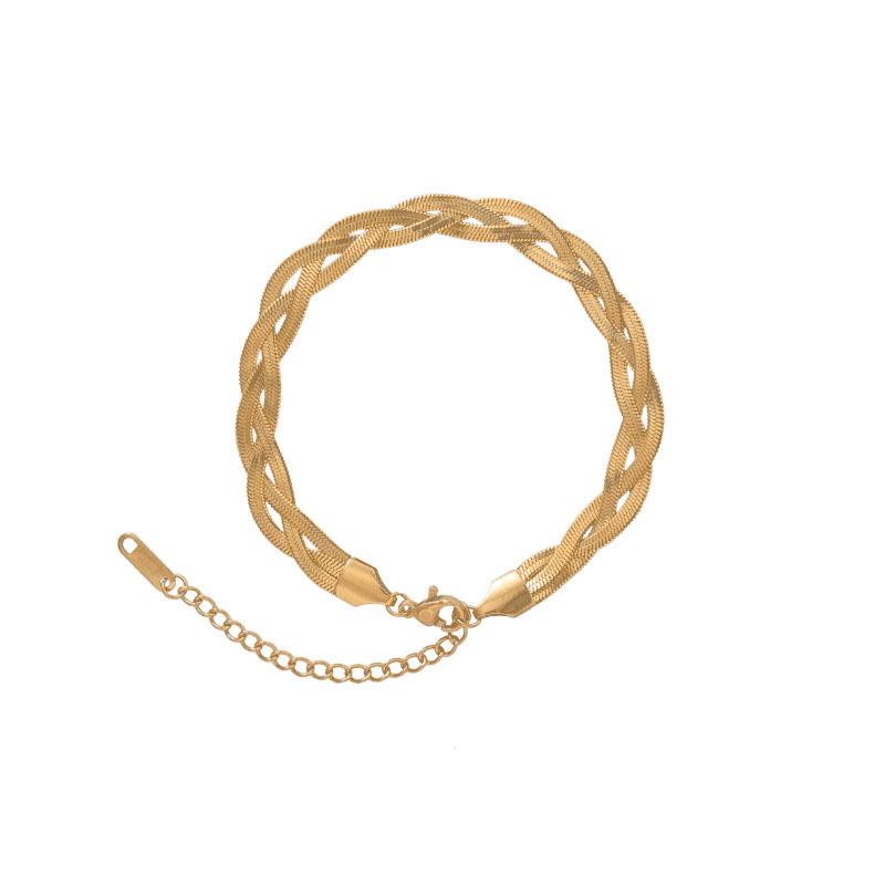 Übertriebenes dreifarbig geflochtenes Armband & Titanstahl-Halskette Set für Damen