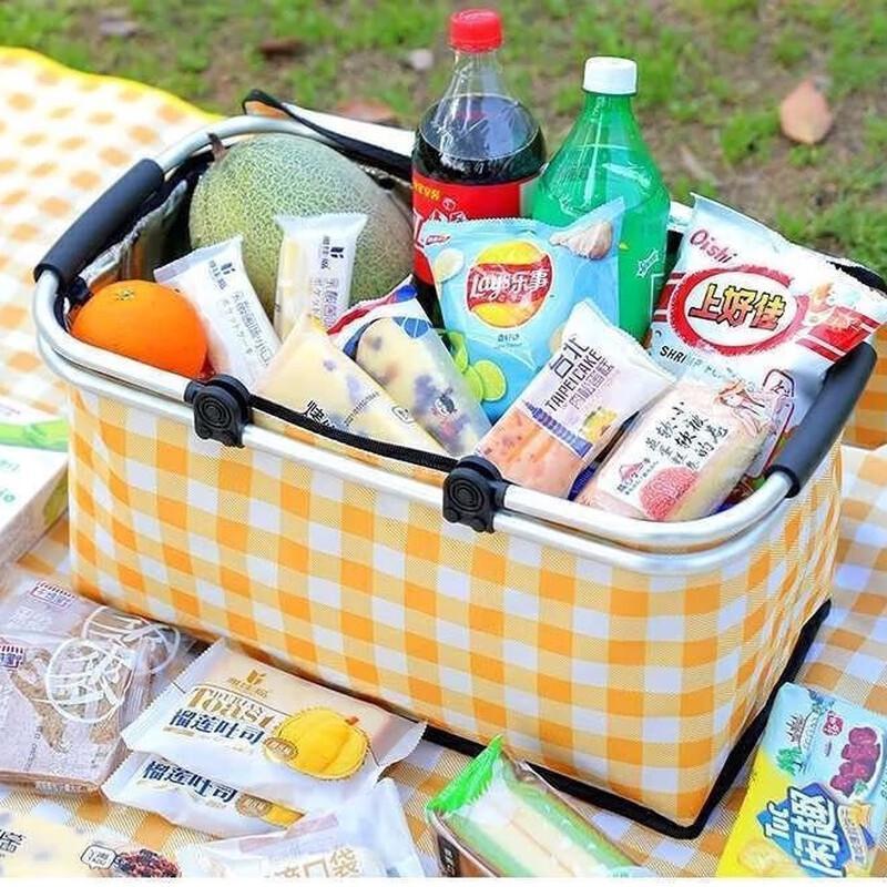 Folding Insulated Picnic Basket 46x24x23cm