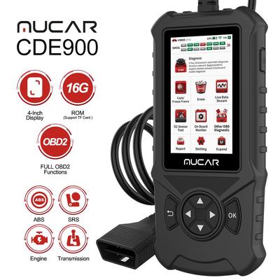 MUCAR CDE900 OBD2 Диагностический инструмент Автоматический сканер OBD 2 Тормозная подушка безопасности Трансмиссия Диагностика системы двигателя 32 ГБ Считыватель кода cde900