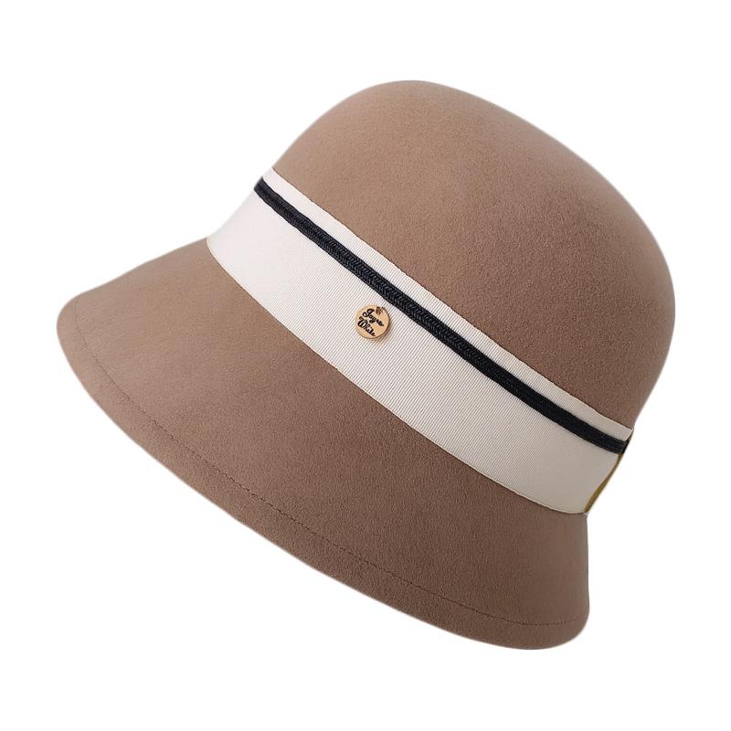 Nový dámský klobouk bucket zimní vlněný vintage elegantní dámský fedora plstěný klobouk módní francouzský buřinkový sombrero vlněný klobouk pokrývka hlavy