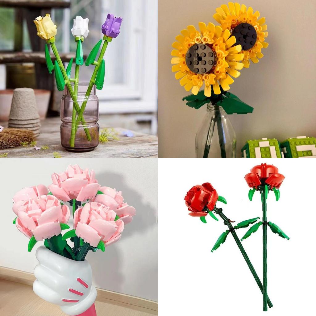Schöne Tulpen-Bausteine Kompatibel mit Buntes Blumen-Geschenkset für Alle Altersgruppen