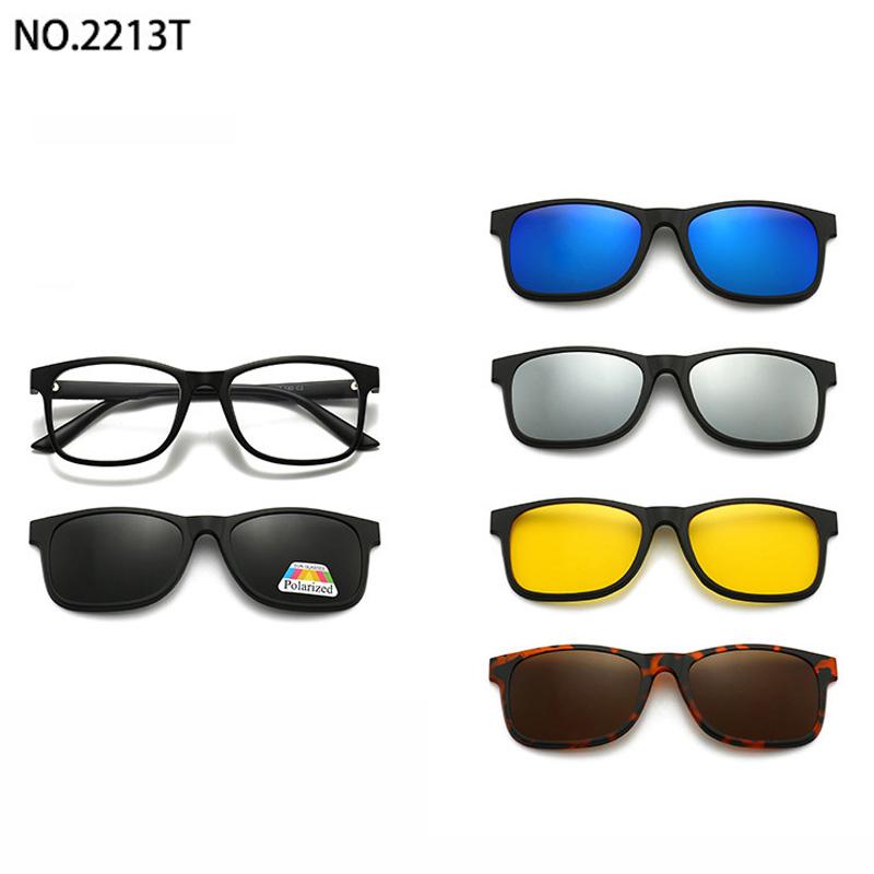 6 In 1 Custom Men Optical Magnetic Sunglasses Magnet Clip On Sunglasses Polaroid Clip On Sun Glasses