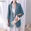 Women Turn Down Collar Casual Long Sleeve Thin Cardigan Blazer
