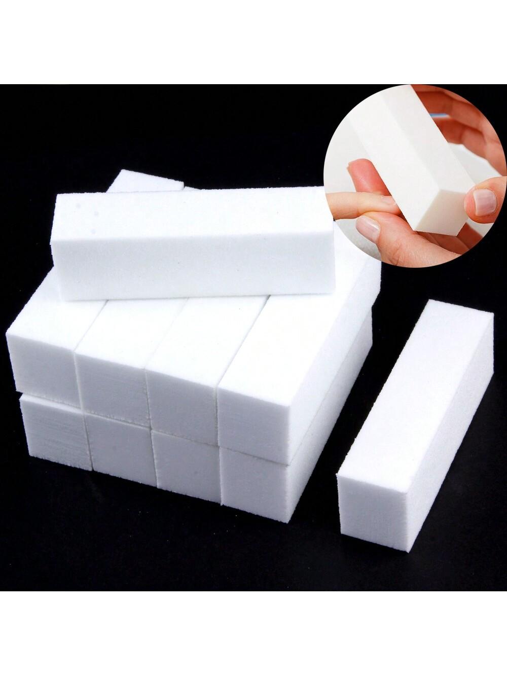 10Pcs Nail Buffer Professional Nail File Polisher Block Manicure Pedicure Files Sanding Polishing Sponge Nail Art Accessories,Nail Supplies,Nail белый