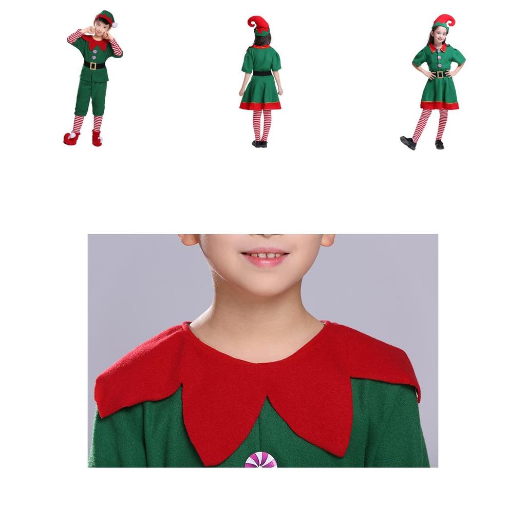 Delightful Christmas Elf Cosplay Costume Couple Outfit For Fancy Dress Xmas Party Role Play