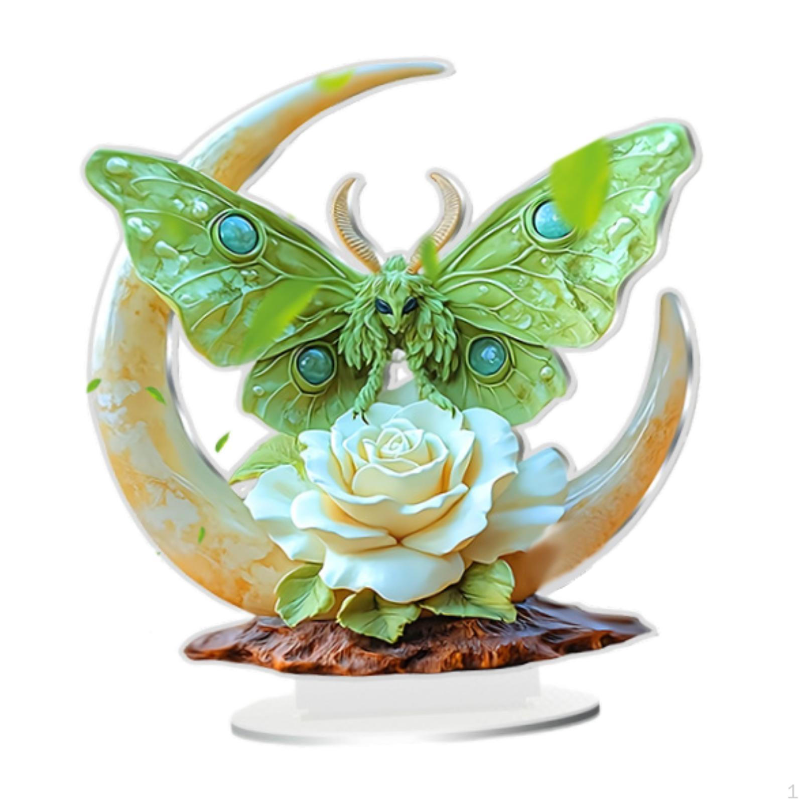 

2D Pattern Table Sign with Base, Decorative Desktop Item for Holidays White flower Pattern
