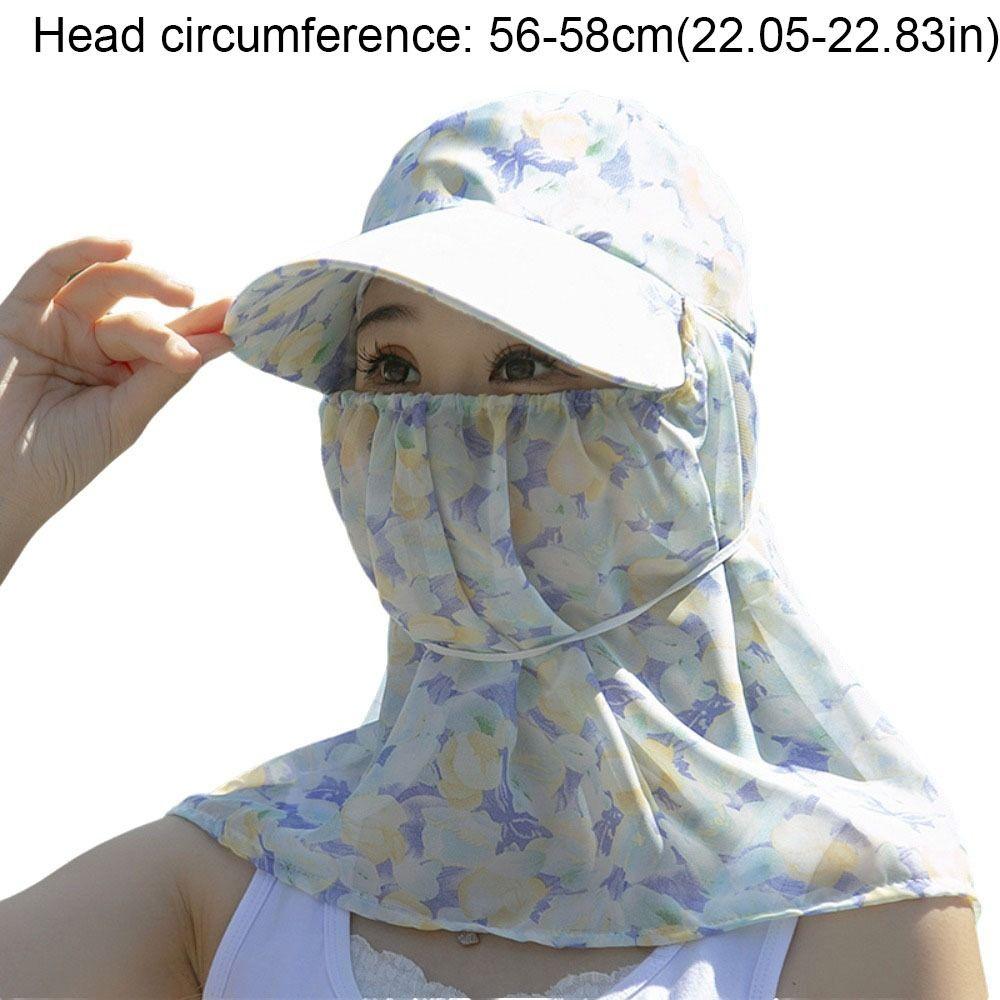 Ear Flap Women Sun Hat Flower UV Protection Neck Protective Cover Cap Face Mask Sun Protection Sunscreen Bucket Hat Riding