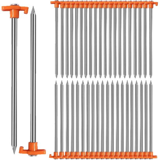 APACALI 40 PCS Metal Tent Stakes Heavy Duty, 10 Inch Yard Stakes Non-Rust Metal Tent Pegs Ground Stakes Tent Spikes Camping Accessories for Camping