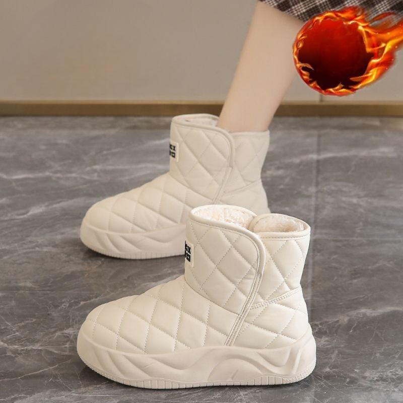 Nové dámské sněhule, teplé bavlněné boty, kotníkové boty na silné podrážce, voděodolné a protiskluzové