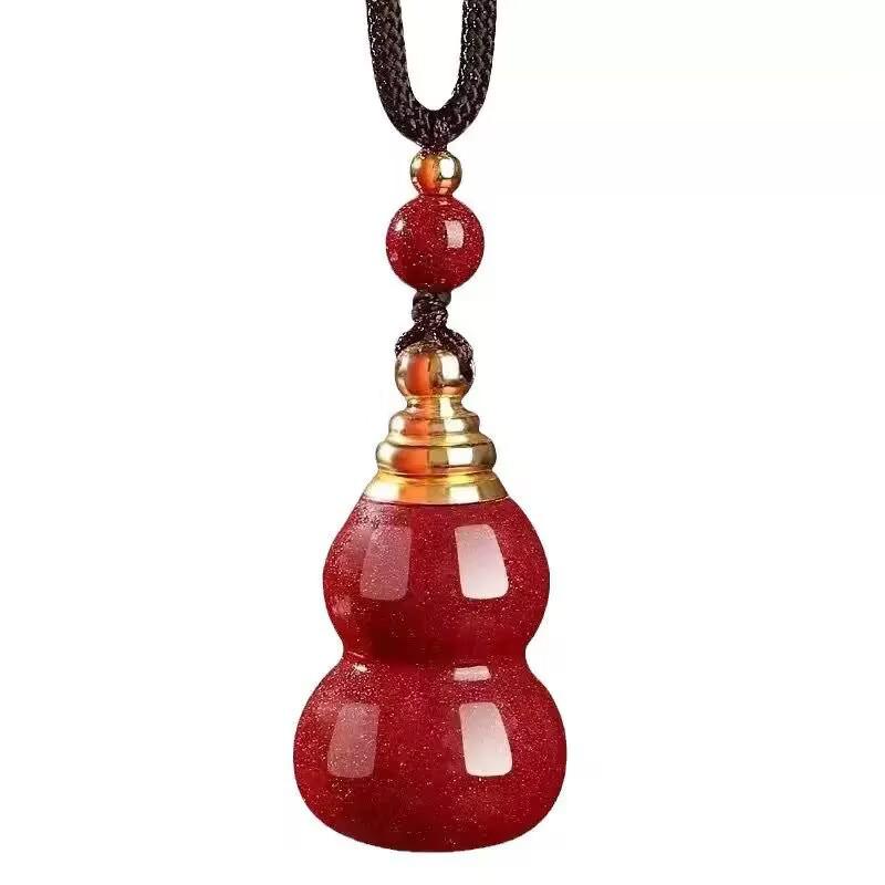 

Подвеска-тыква из киновари с открывающейся бутылочкой для удачи и пурпурного золотого песка, женская цепочка-шарм для ключиц и мобильного телефона. Empty Bottle