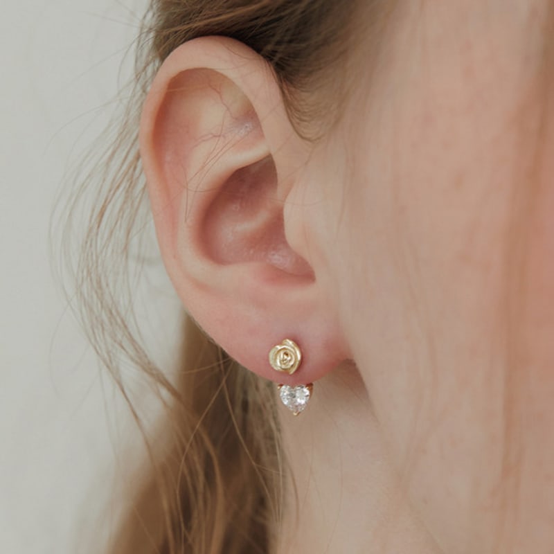 Tatiana (925 Silver) Shining Rose Ear Jacket Earrings EC3072