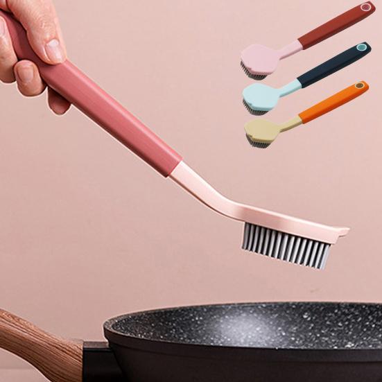 

Stove Washing Brush Long Handle Soft Bristle PP Ergonomic Kitchen Scrub Brush Kitchen Tool синий