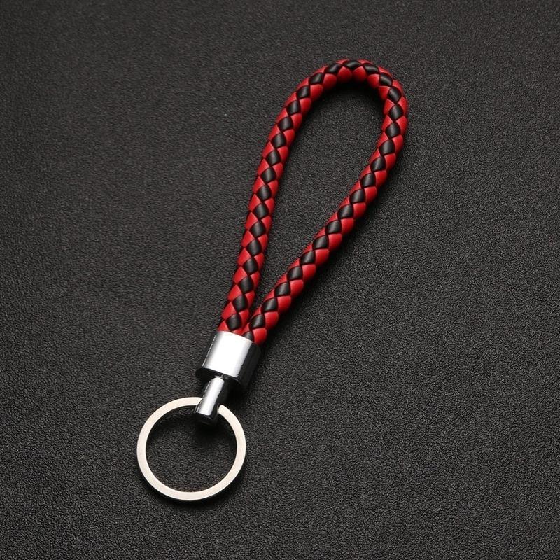 1PCS Multiple Colors Unisex Braided Leather Rope Handmade  Keychain Key Chain Car Key Ring Accessories