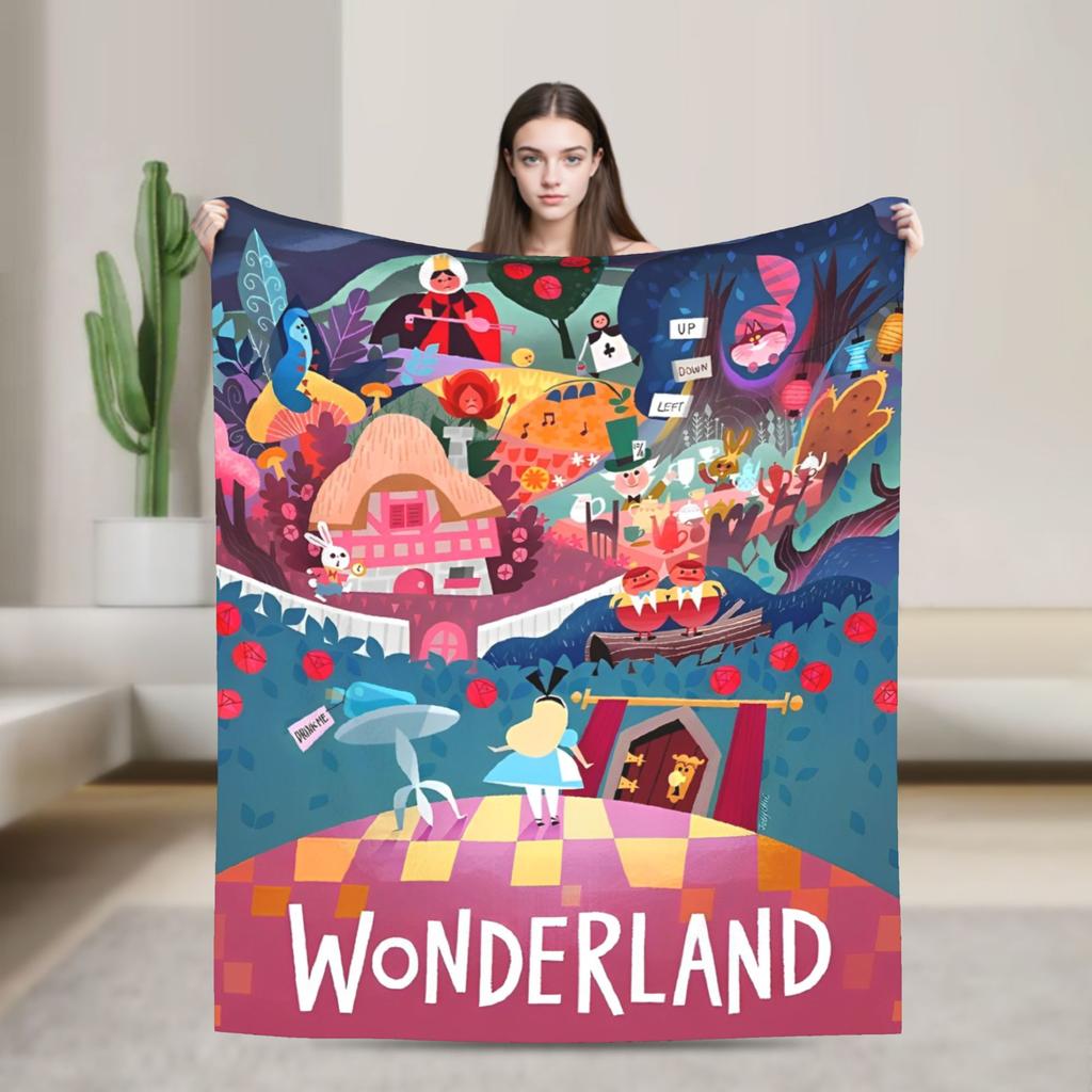 Cartoon Alice in Wonderland  Blankets  Flannel Awesome Warm Throw Blankets for Bed Sofa Autumn/Winter