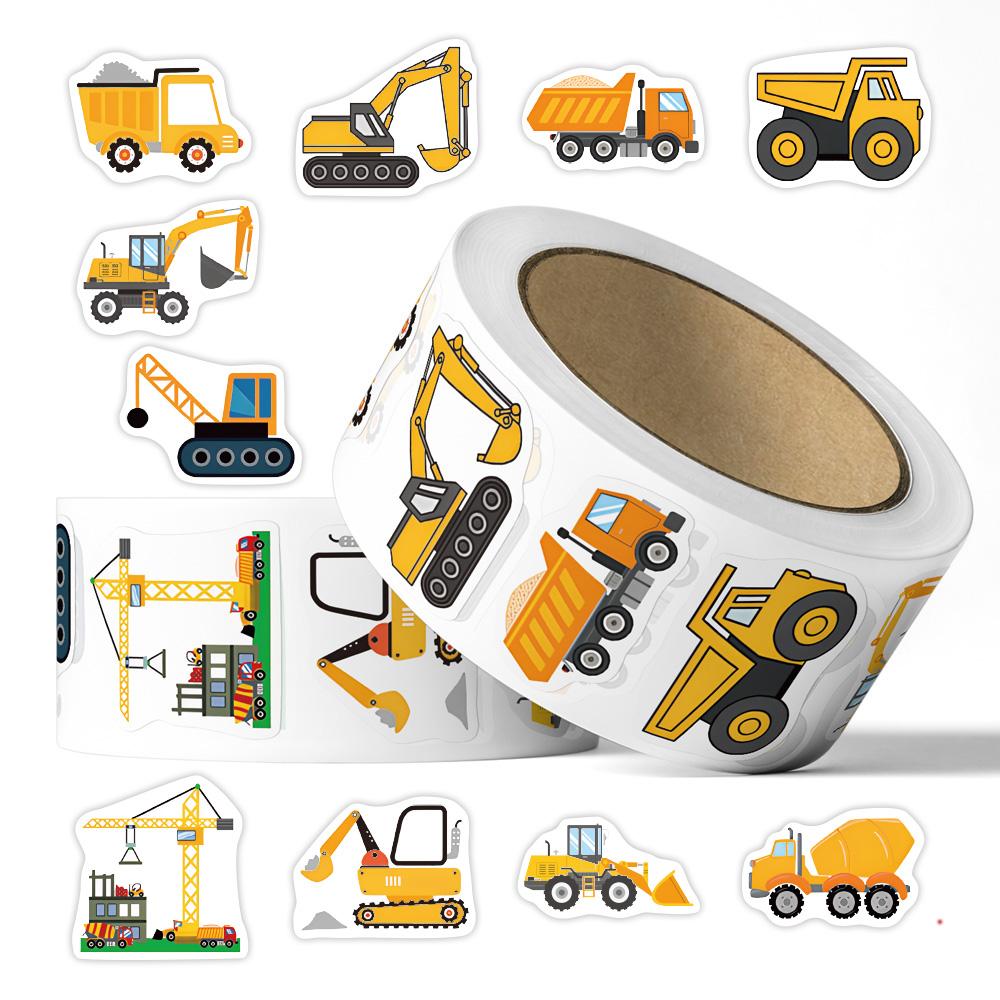 100-500pcs Cartoon Engineering Vehicle Stickers, Encouragement Stickers, Child Stationery Stickers, Gift Decoration Seal Labels