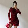 2026 New Autumn/Winter Sexy Backless Leopard Long Sleeve Dress - European & American Style