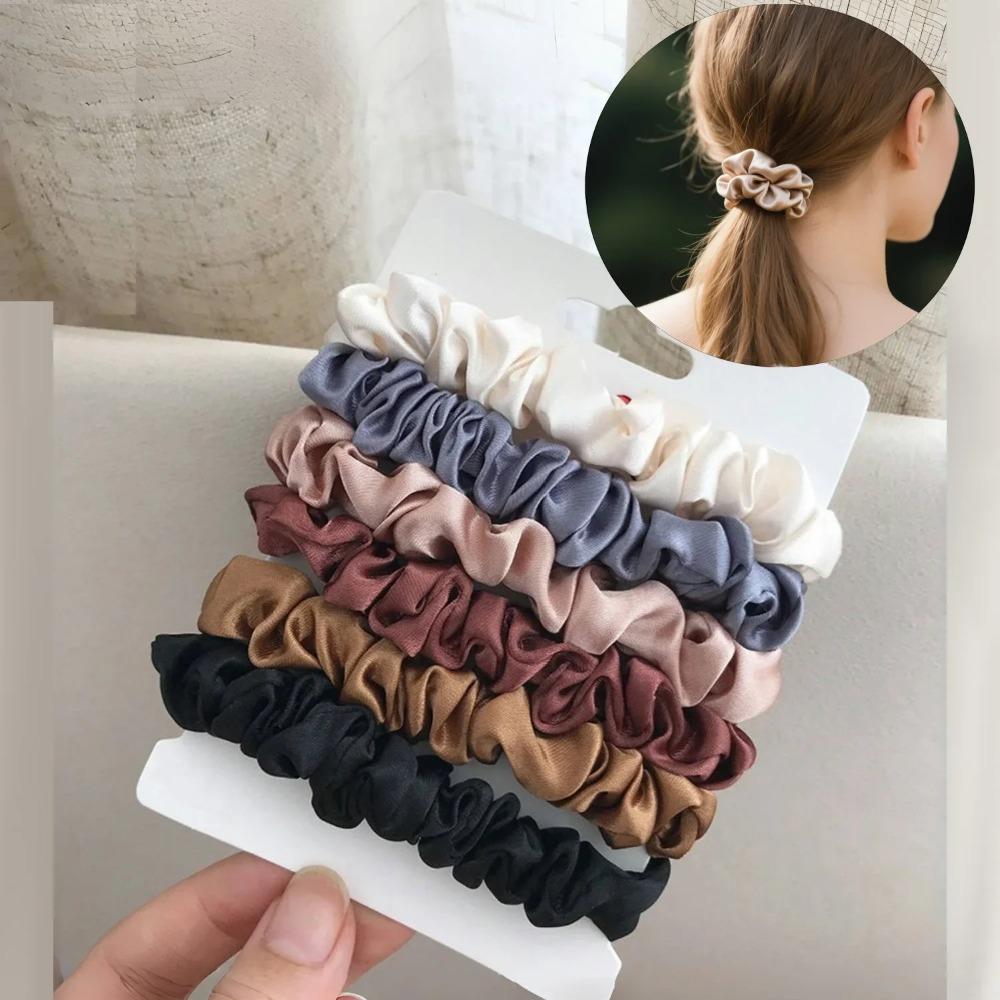 Hair Tie Elegant Headband 6PCS Rubber Elastic Hair Band Softer Than Silk Satin Hair Accessories for Girls Womens Headband